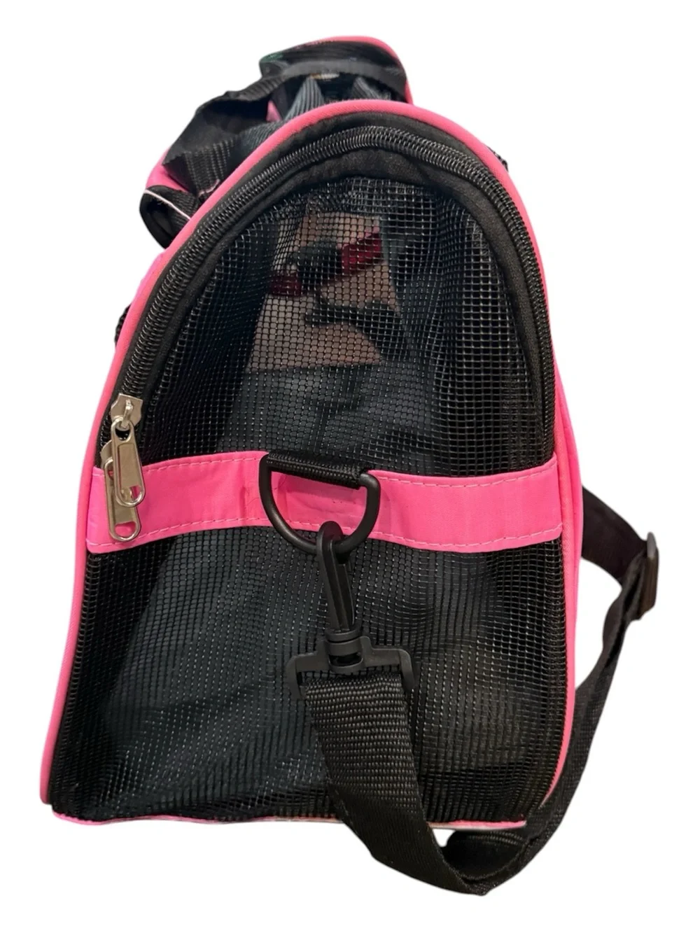 Pink and Black Pet Carrier Bag for Small Dogs and Cats